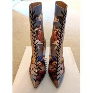 Balmain Uria Lace-up Ankle Boot in Sky Print